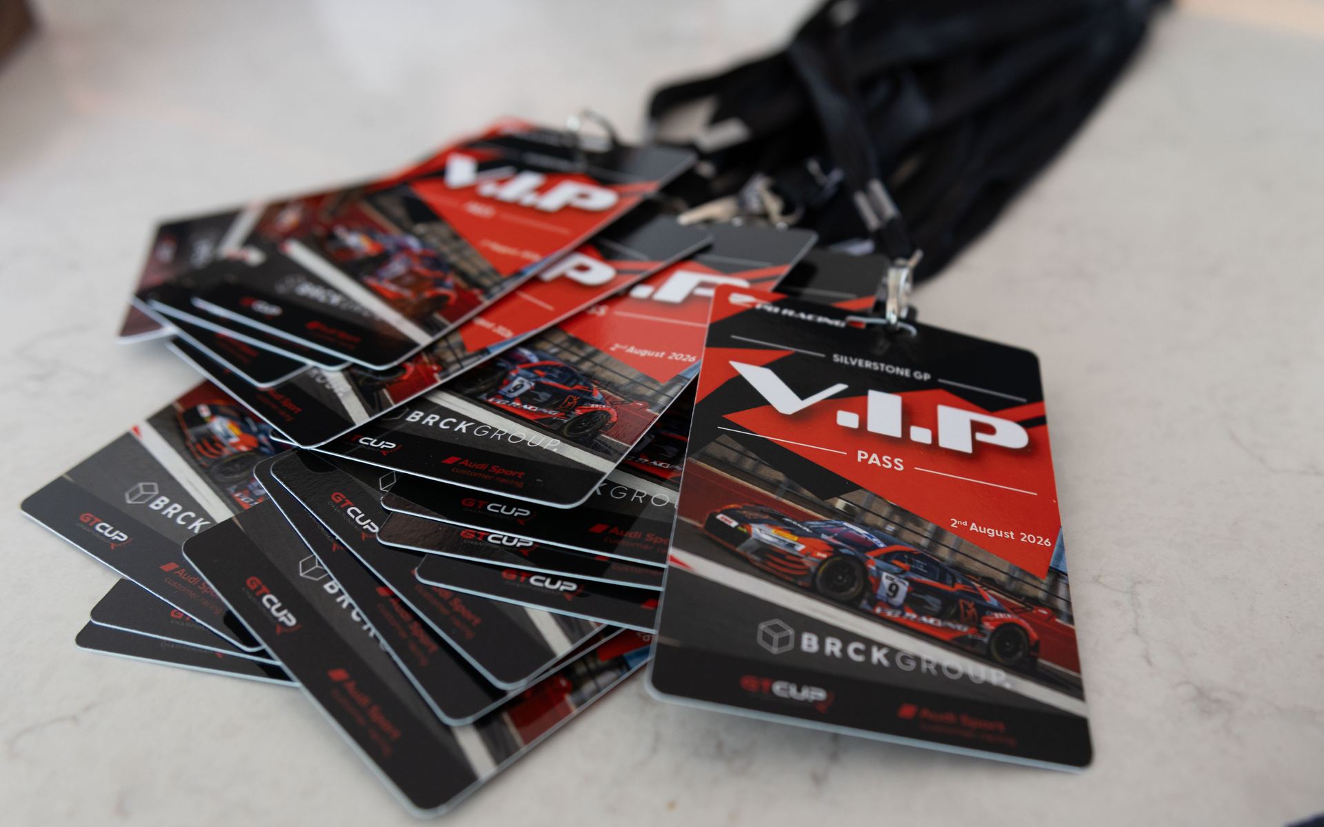 VIP lanyard passes laid out ahead of the Silverstone GP round